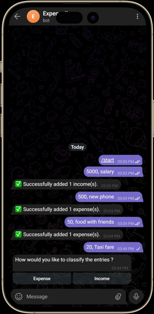 Expenselizer Telegram Demo